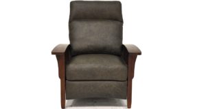 Leather Recliner with wood arms